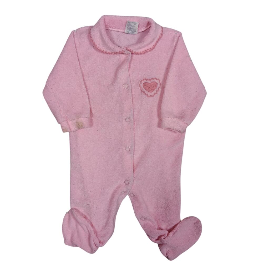 Vintage Carter's Made in USA Pajama One Piece Medium 12-17 LBS. Pastel Pink Snap